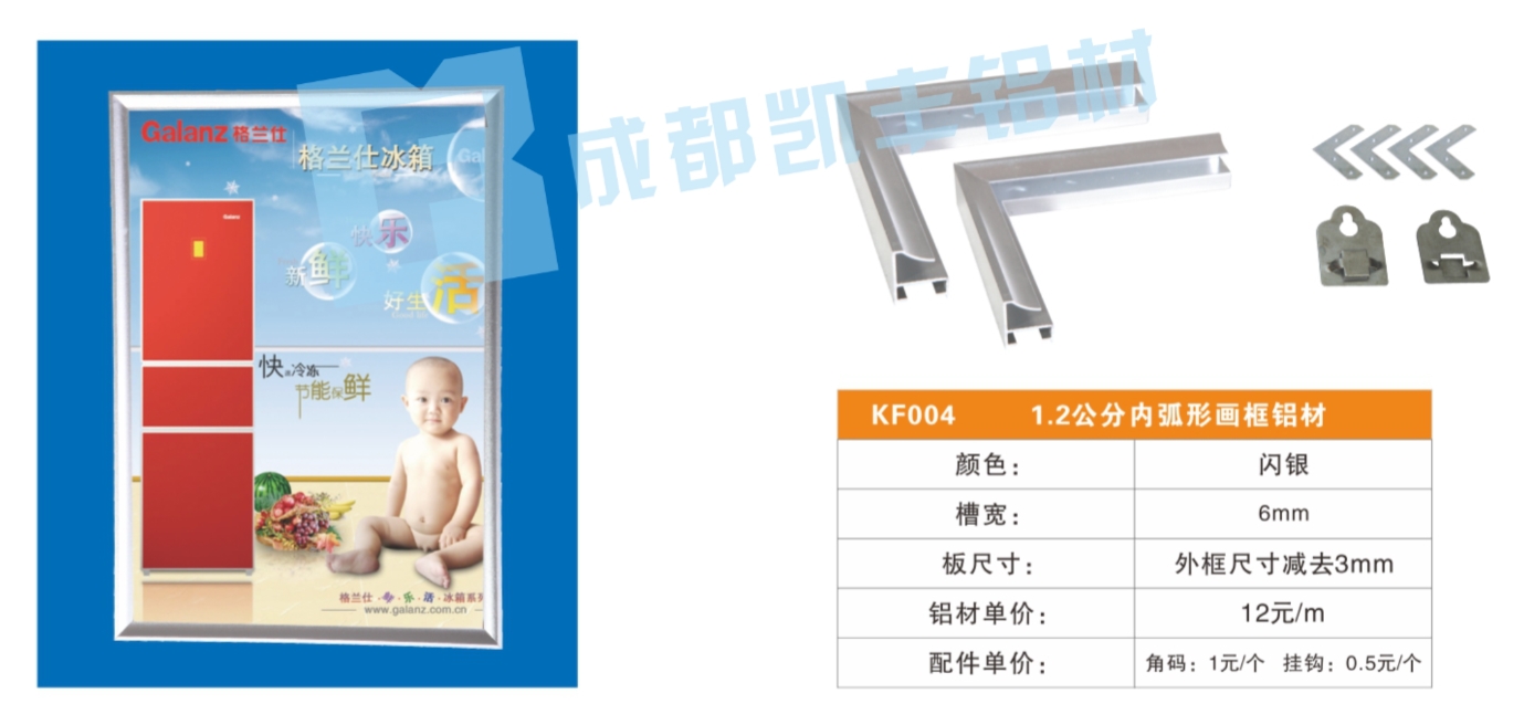 KF004      1.2公分内弧形画框铝材