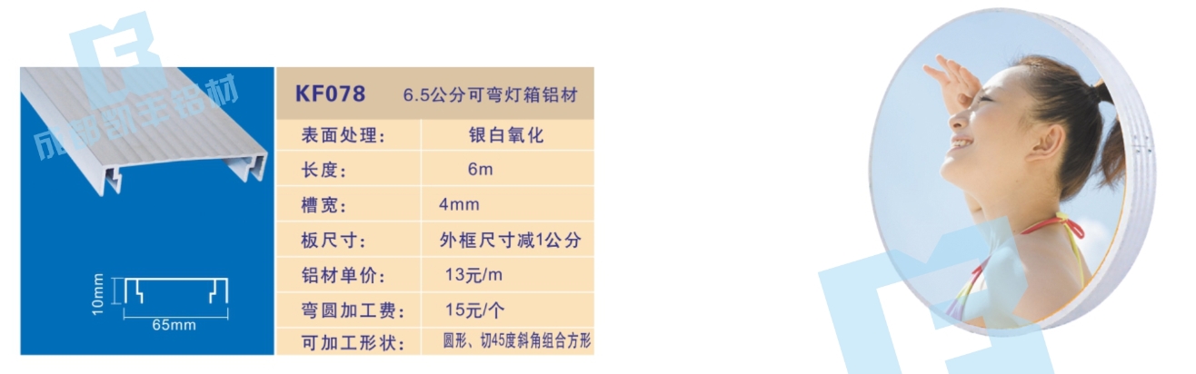 KF078    6.5公分可弯灯箱铝材